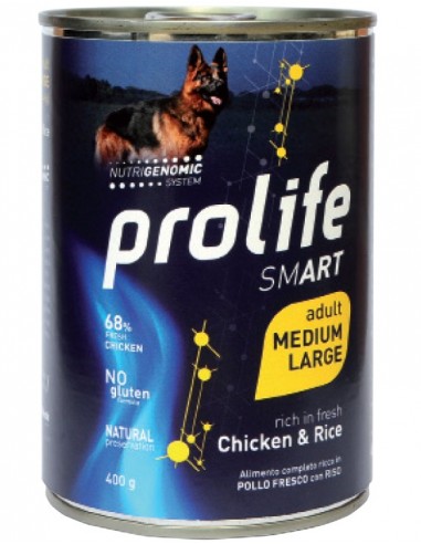 Prolife Wet Dog - Adult - Medium/Large - Pollo e Riso - 400 gr. - Barattolo