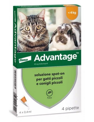 Advantage 40 mg - Spot-on Gatti e Conigli fino 4 kg - SPEDIZIONE GRATUITA  24/48h - Villaggio Natura
