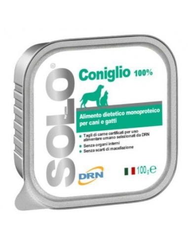 Drn - SOLO Vaschetta Monoproteica per Cani e Gatti - Coniglio - 100 gr
